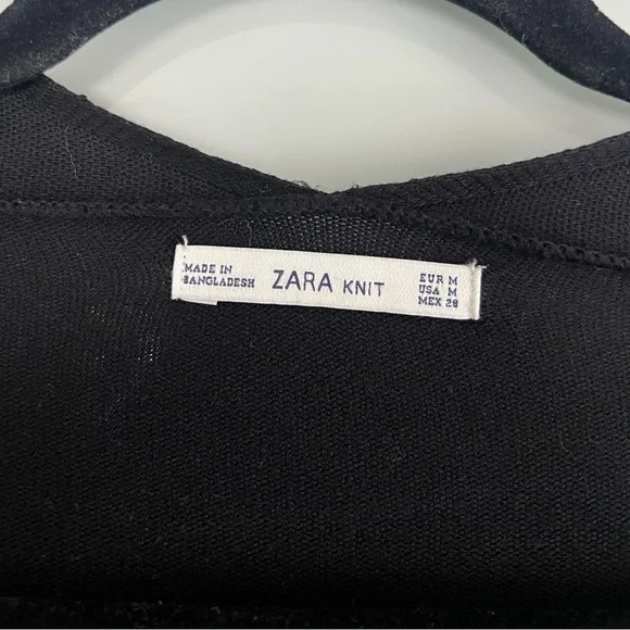 Zara Women's Black Open-Front Cardigan With Side Zippers - Picture 2 of 4